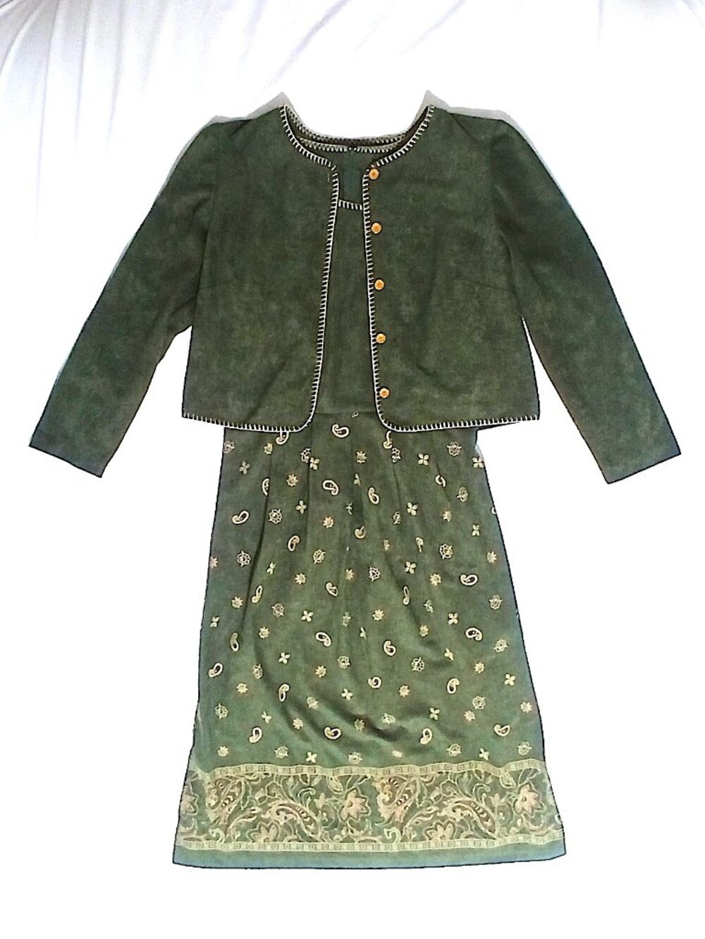 VTG 90s Hal Mode Petites Green Renaissance Faire Cottagecore Dress Jacket Set 10